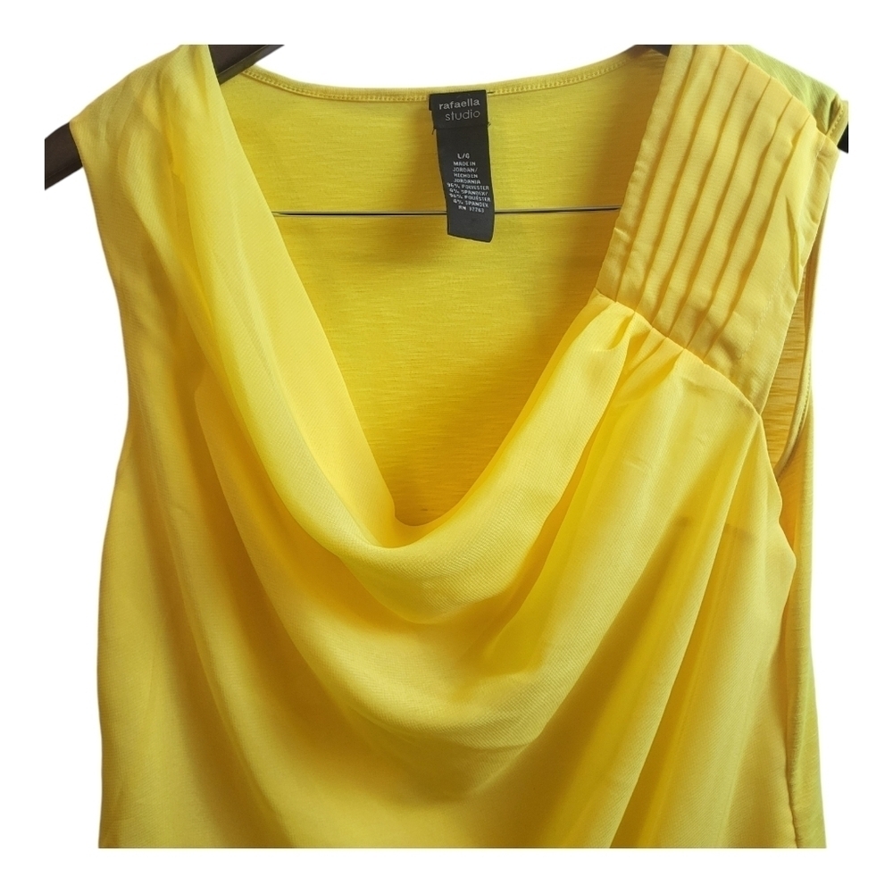 Rafaella Studio, Beautiful‎ Yellow Chiffon Drape Front ,Women's Blouse, Size L